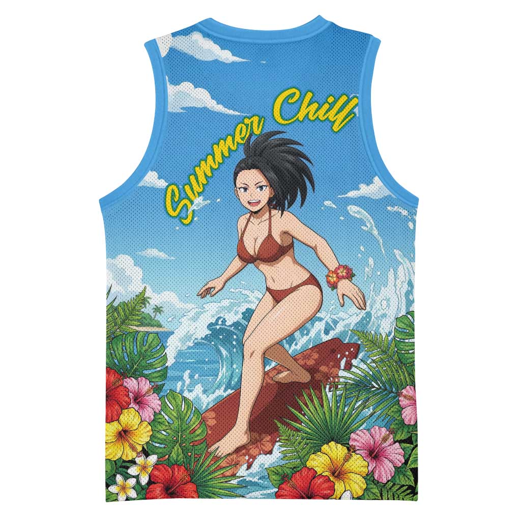 Momo Yaoyorozu Summer Chill Basketball Jersey Tropical Anime Surf Adventure