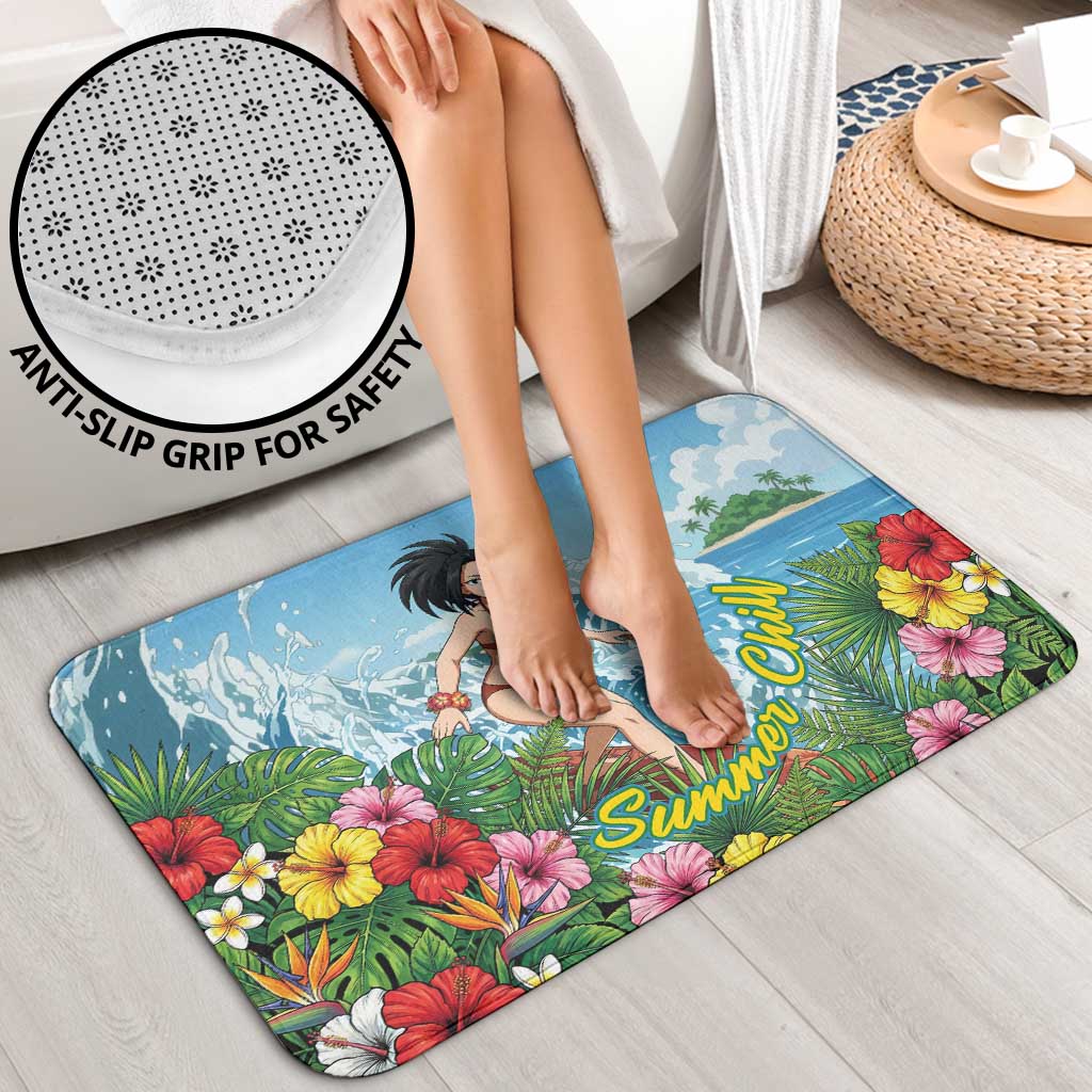 Momo Yaoyorozu Summer Chill Bathroom Set Tropical Anime Surf Adventure