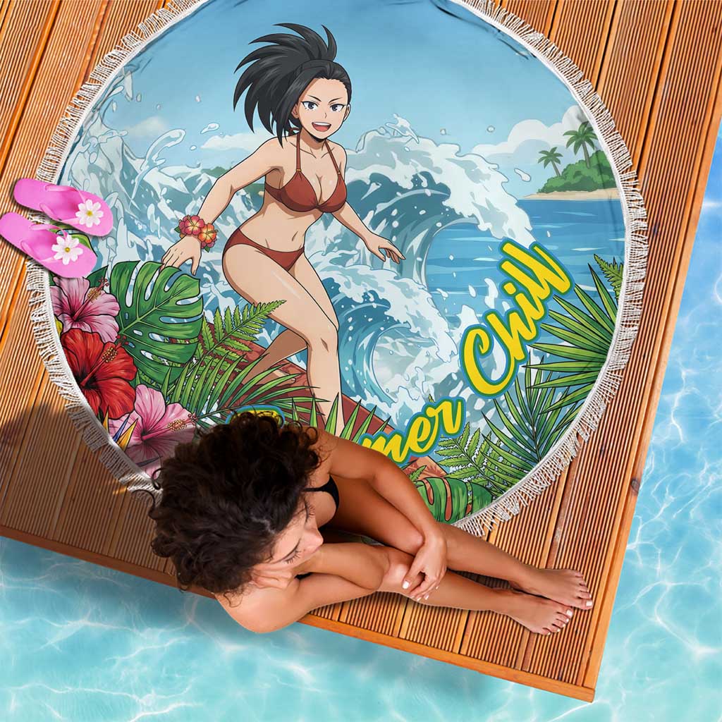 Momo Yaoyorozu Summer Chill Beach Blanket Tropical Anime Surf Adventure
