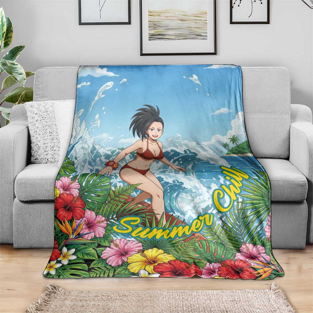Momo Yaoyorozu Summer Chill Blanket Tropical Anime Surf Adventure