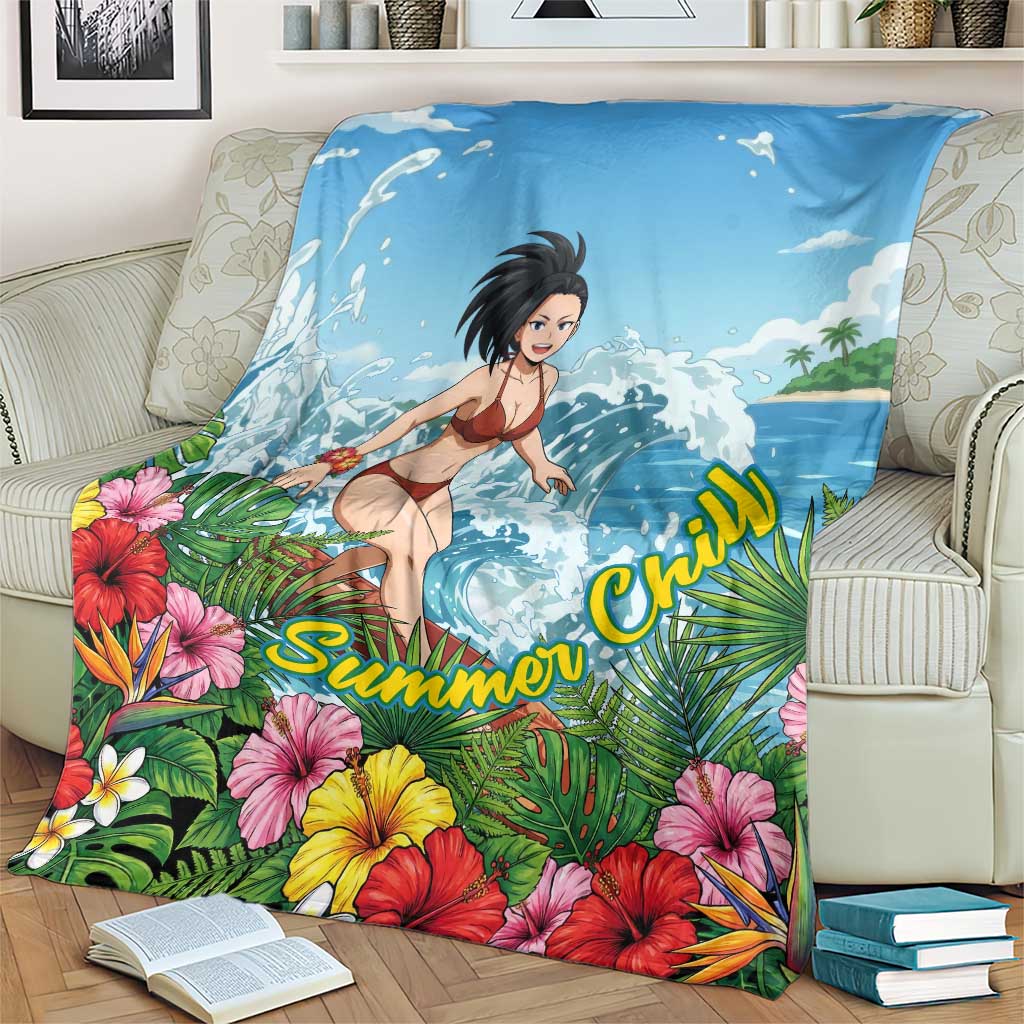 Momo Yaoyorozu Summer Chill Blanket Tropical Anime Surf Adventure