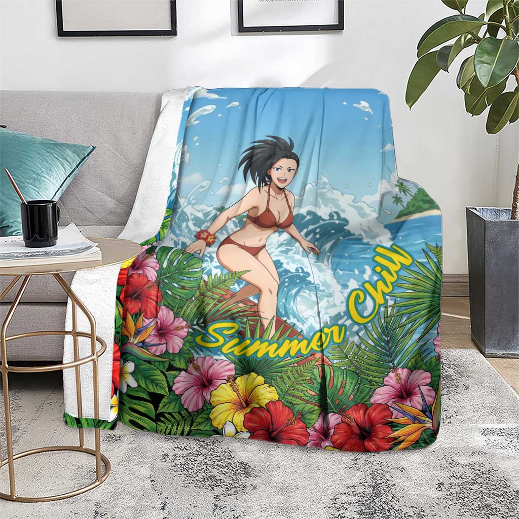 Momo Yaoyorozu Summer Chill Blanket Tropical Anime Surf Adventure