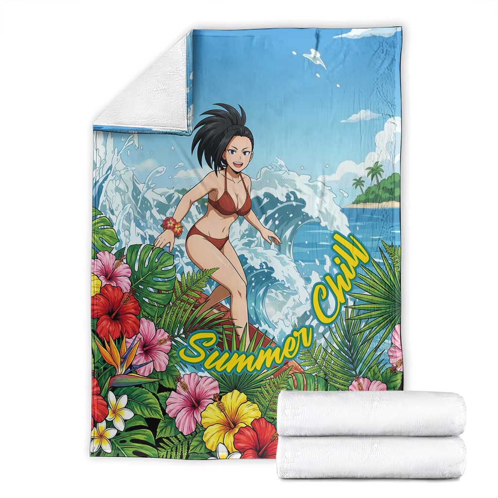 Momo Yaoyorozu Summer Chill Blanket Tropical Anime Surf Adventure