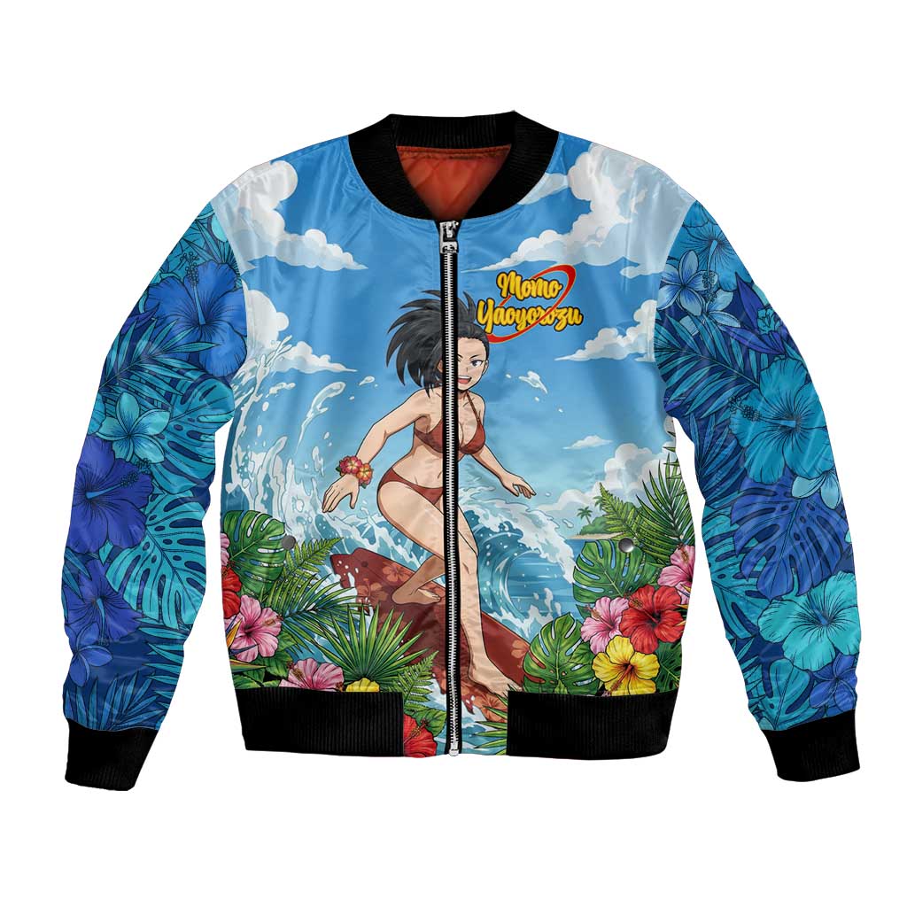 Momo Yaoyorozu Summer Chill Bomber Jacket Tropical Anime Surf Adventure