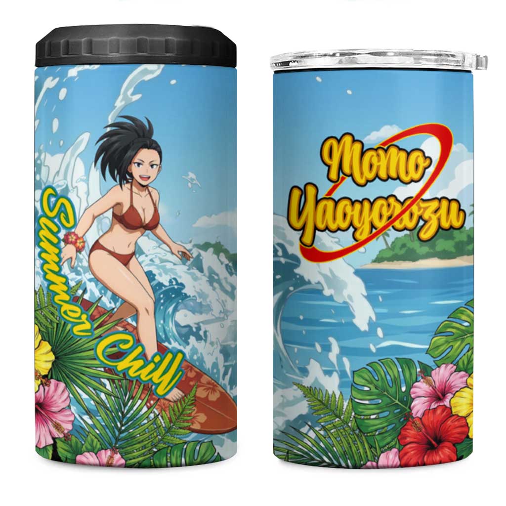 Momo Yaoyorozu Summer Chill 4 in 1 Can Cooler Tumbler Tropical Anime Surf Adventure