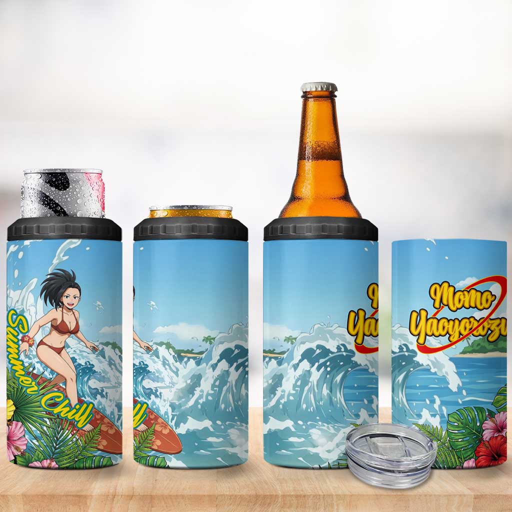 Momo Yaoyorozu Summer Chill 4 in 1 Can Cooler Tumbler Tropical Anime Surf Adventure