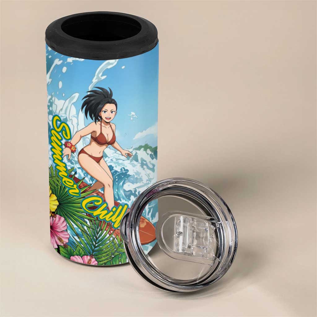 Momo Yaoyorozu Summer Chill 4 in 1 Can Cooler Tumbler Tropical Anime Surf Adventure