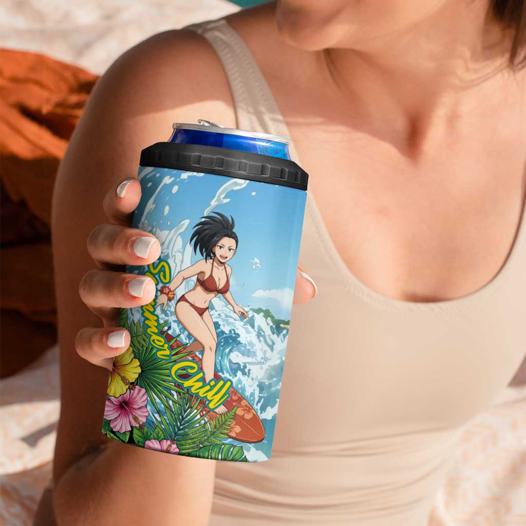 Momo Yaoyorozu Summer Chill 4 in 1 Can Cooler Tumbler Tropical Anime Surf Adventure