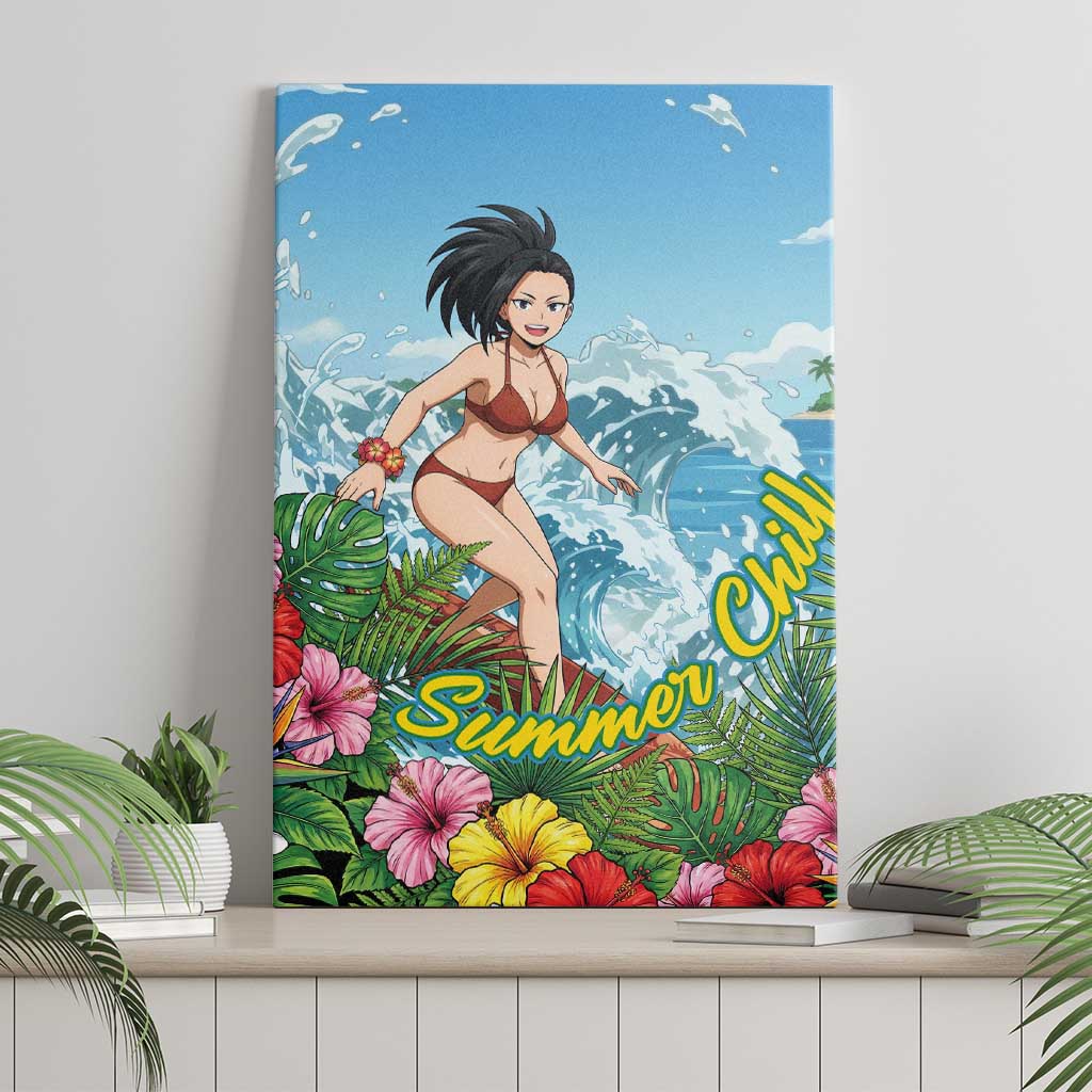 Momo Yaoyorozu Summer Chill Canvas Wall Art Tropical Anime Surf Adventure