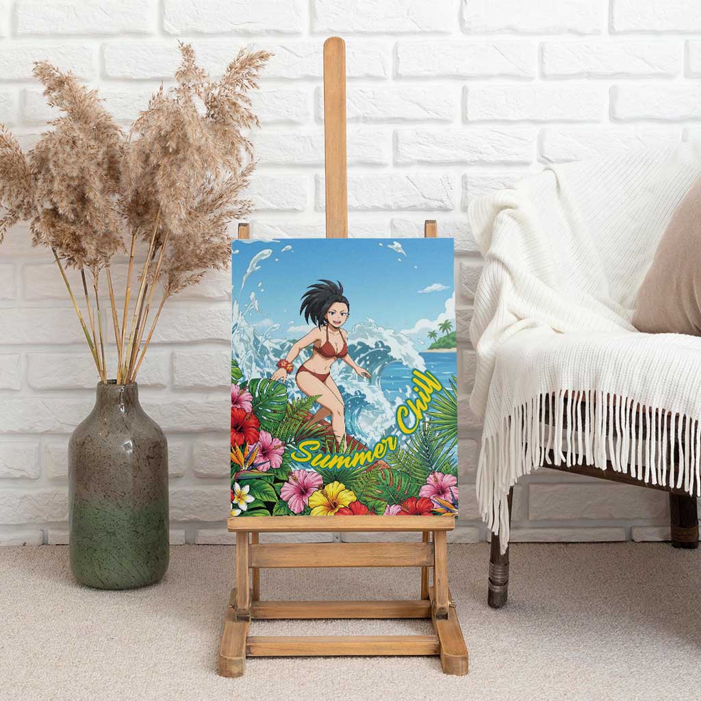 Momo Yaoyorozu Summer Chill Canvas Wall Art Tropical Anime Surf Adventure