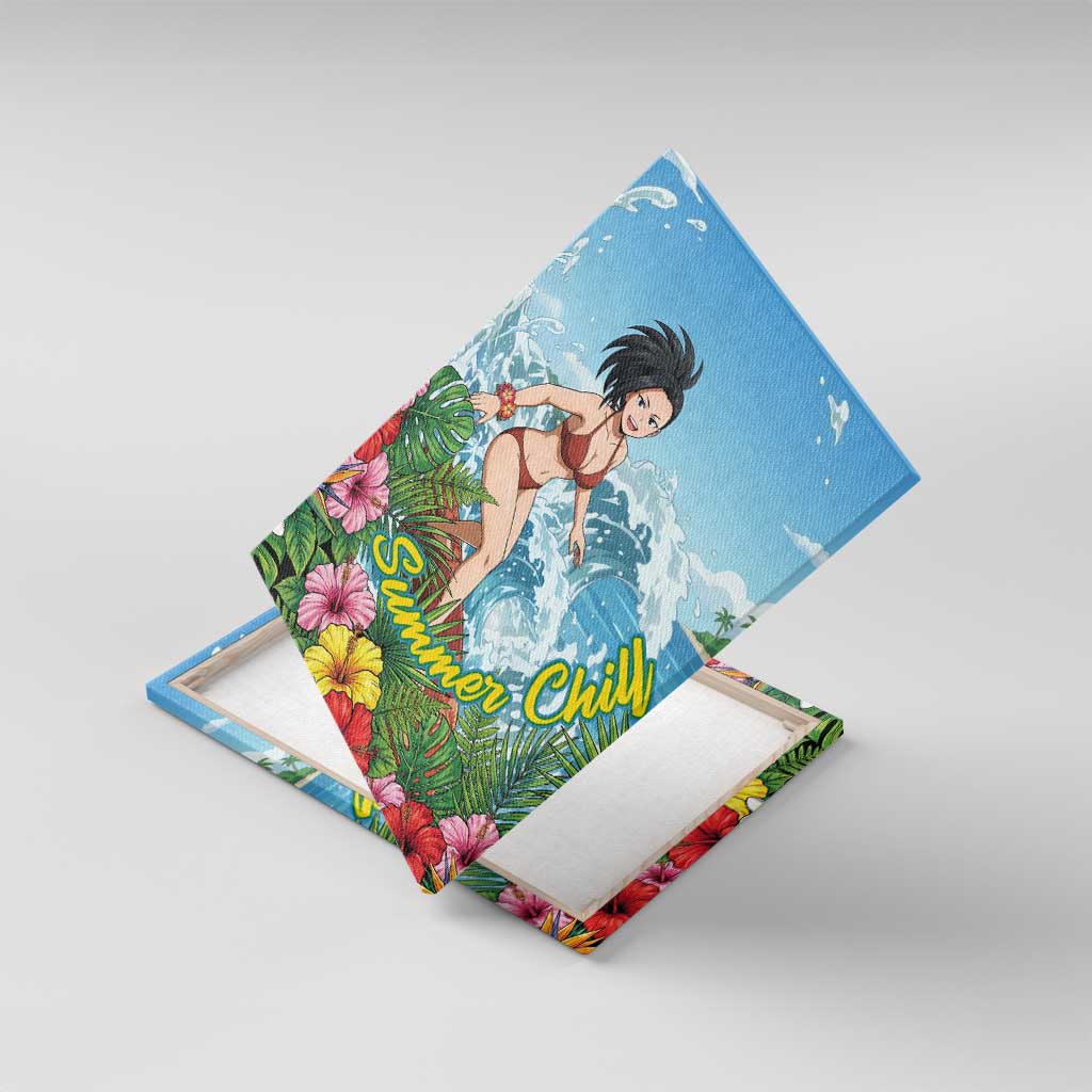 Momo Yaoyorozu Summer Chill Canvas Wall Art Tropical Anime Surf Adventure