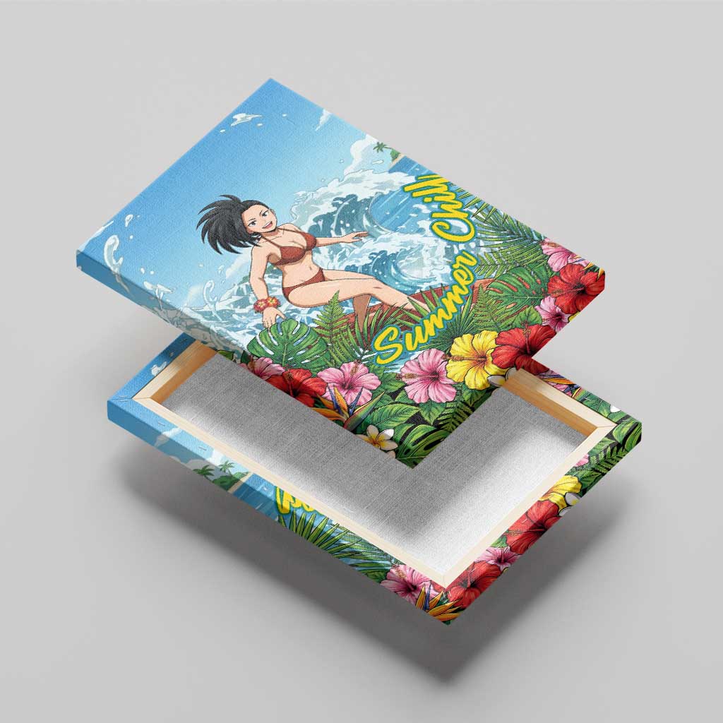 Momo Yaoyorozu Summer Chill Canvas Wall Art Tropical Anime Surf Adventure