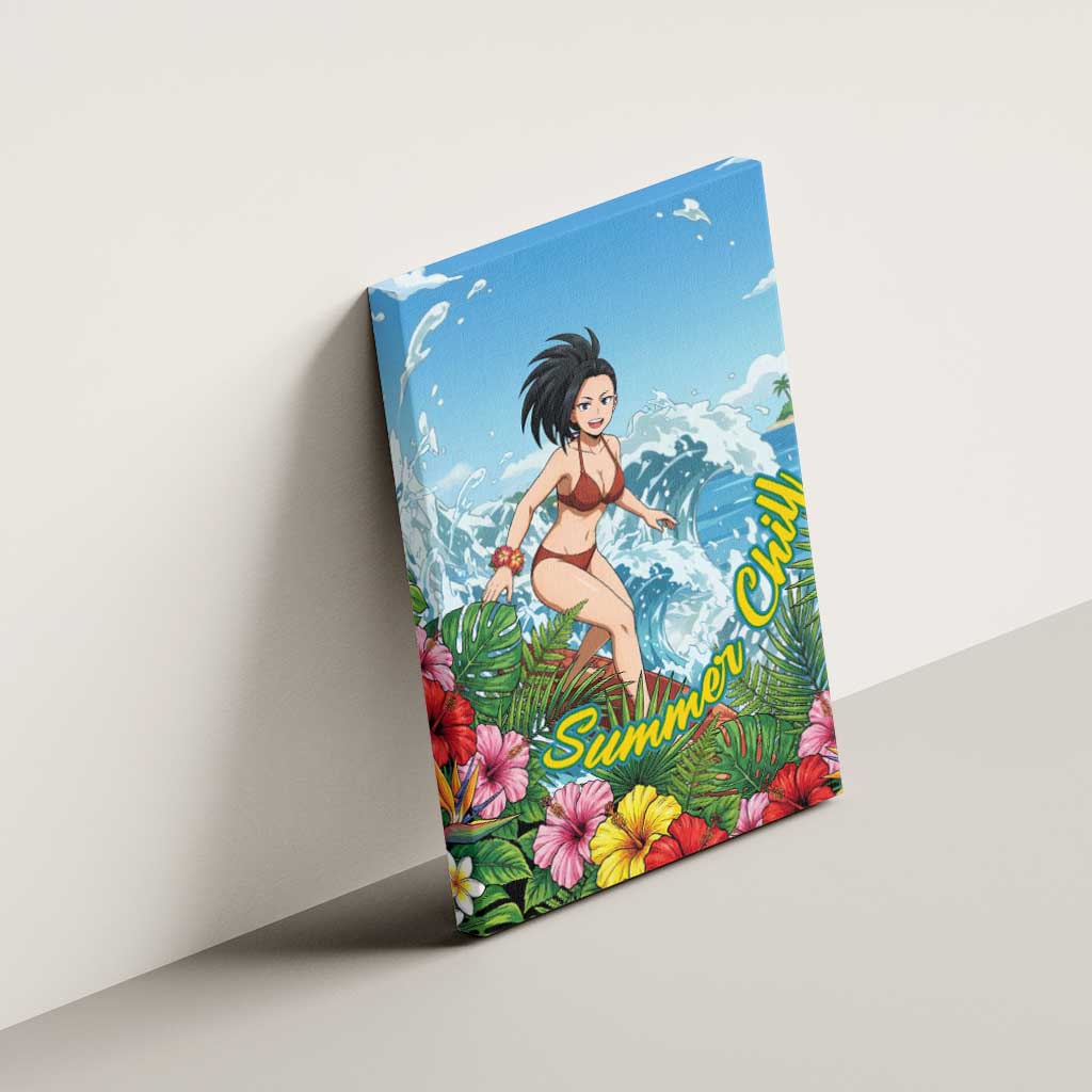 Momo Yaoyorozu Summer Chill Canvas Wall Art Tropical Anime Surf Adventure