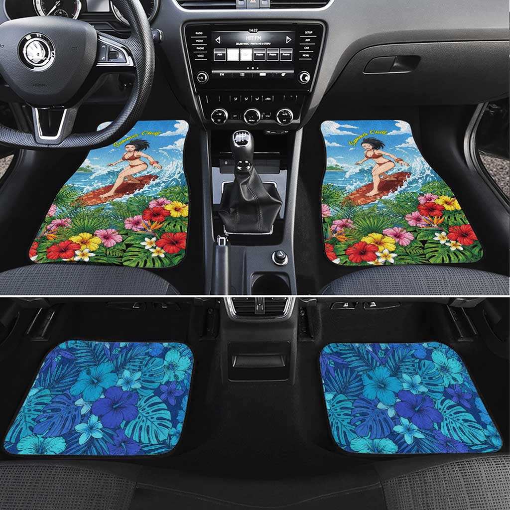 Momo Yaoyorozu Summer Chill Car Mats Tropical Anime Surf Adventure