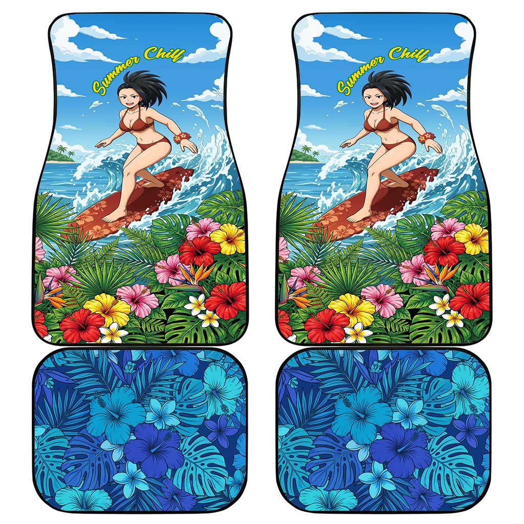 Momo Yaoyorozu Summer Chill Car Mats Tropical Anime Surf Adventure