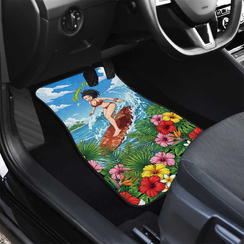 Momo Yaoyorozu Summer Chill Car Mats Tropical Anime Surf Adventure