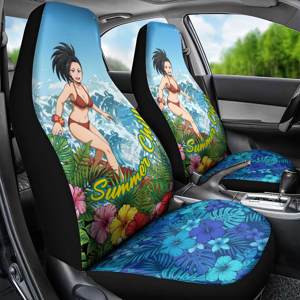 Momo Yaoyorozu Summer Chill Car Seat Cover Tropical Anime Surf Adventure