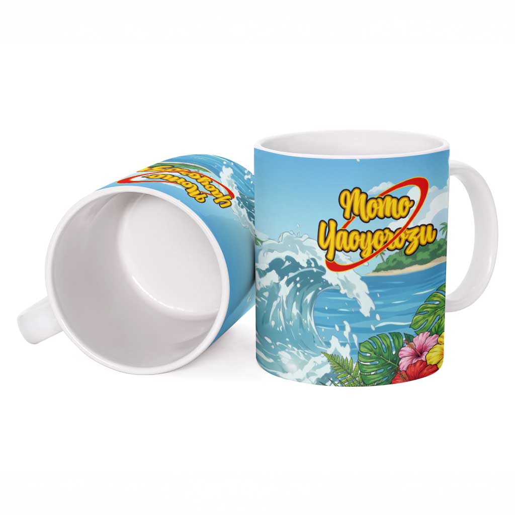 Momo Yaoyorozu Summer Chill Ceramic Mug Tropical Anime Surf Adventure