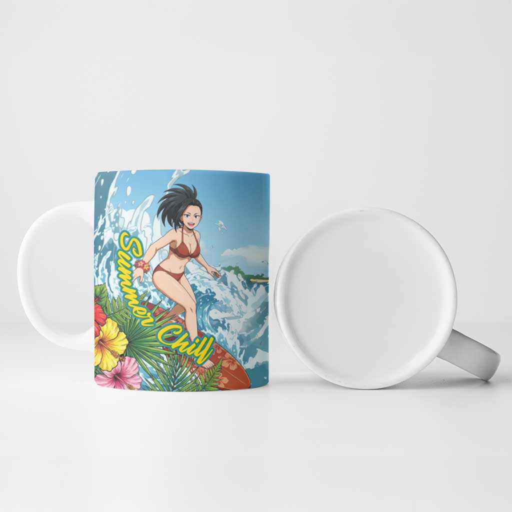 Momo Yaoyorozu Summer Chill Ceramic Mug Tropical Anime Surf Adventure