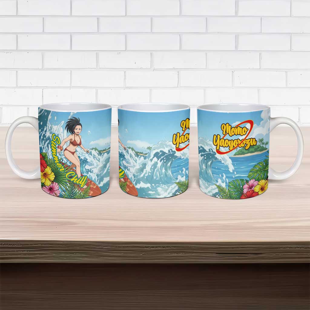 Momo Yaoyorozu Summer Chill Ceramic Mug Tropical Anime Surf Adventure