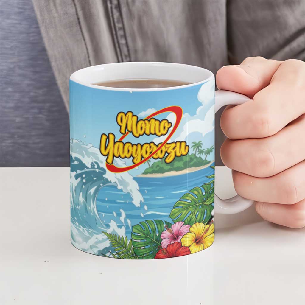 Momo Yaoyorozu Summer Chill Ceramic Mug Tropical Anime Surf Adventure