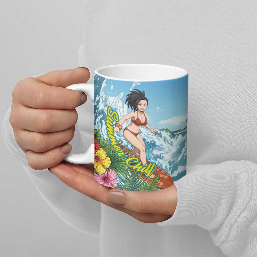 Momo Yaoyorozu Summer Chill Ceramic Mug Tropical Anime Surf Adventure