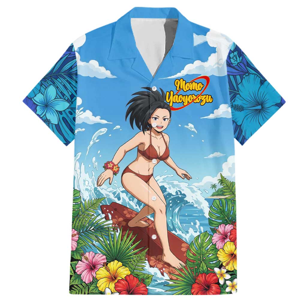 Momo Yaoyorozu Summer Chill Family Matching Tank Maxi Dress and Hawaiian Shirt Tropical Anime Surf Adventure