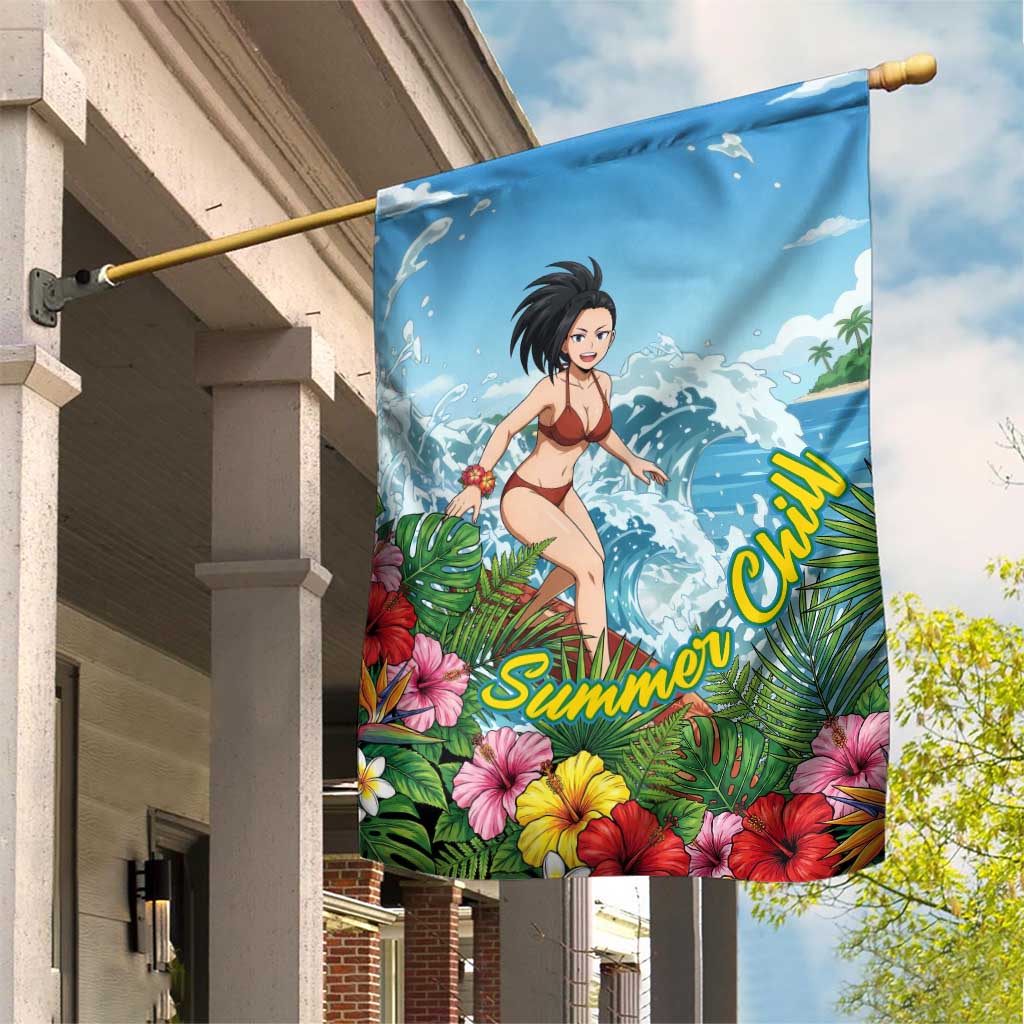 Momo Yaoyorozu Summer Chill Garden Flag Tropical Anime Surf Adventure