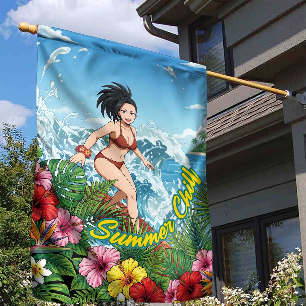 Momo Yaoyorozu Summer Chill Garden Flag Tropical Anime Surf Adventure