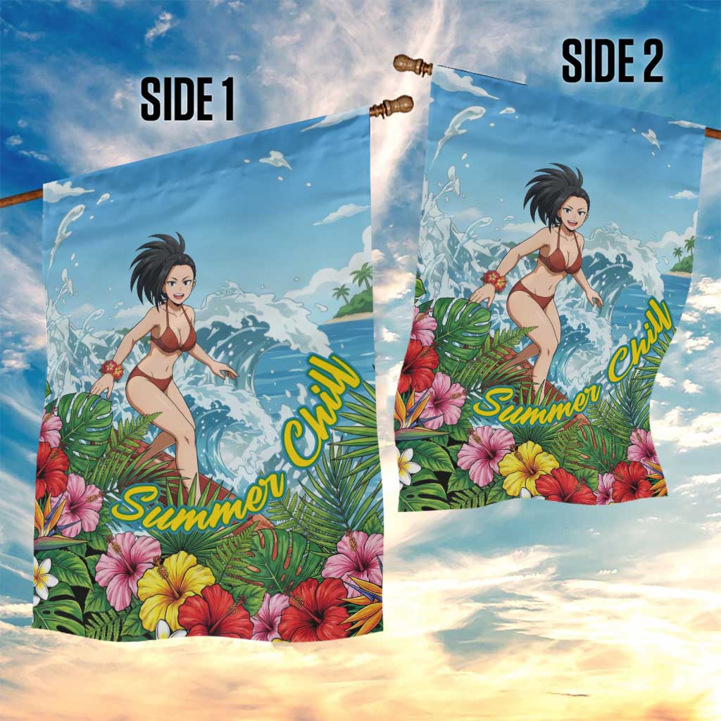 Momo Yaoyorozu Summer Chill Garden Flag Tropical Anime Surf Adventure
