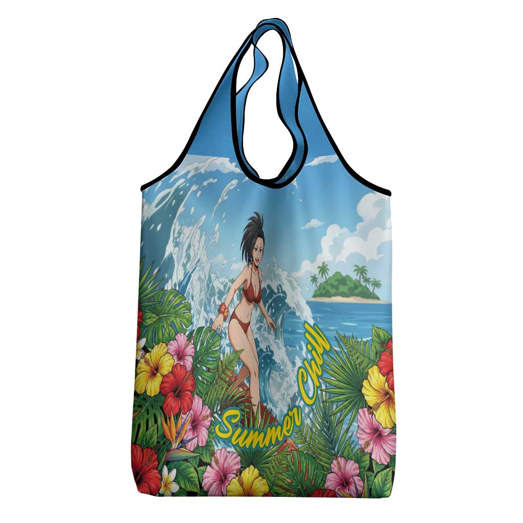 Momo Yaoyorozu Summer Chill Grocery Bag Tropical Anime Surf Adventure