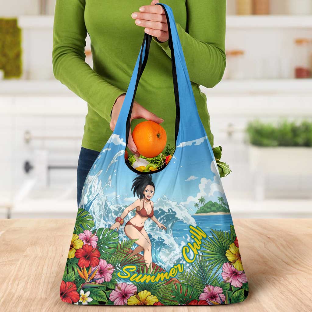 Momo Yaoyorozu Summer Chill Grocery Bag Tropical Anime Surf Adventure