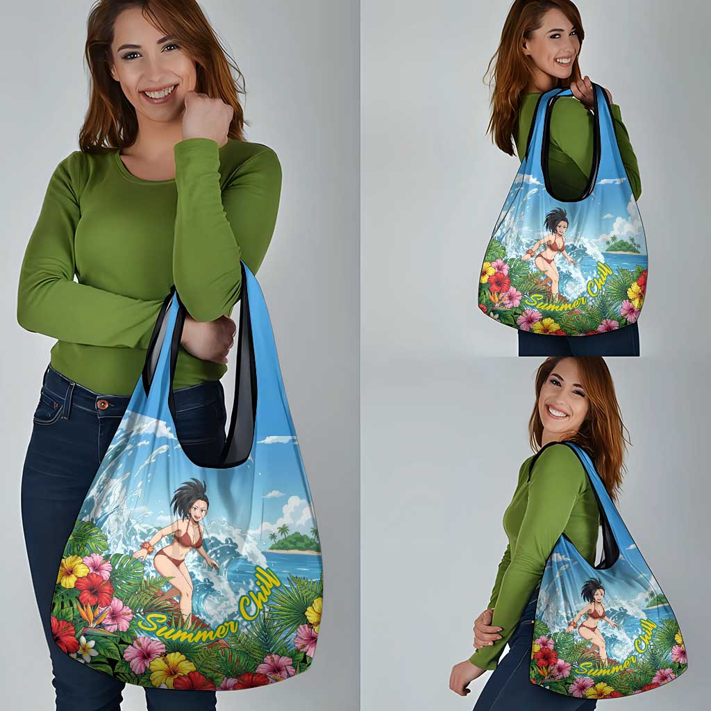 Momo Yaoyorozu Summer Chill Grocery Bag Tropical Anime Surf Adventure