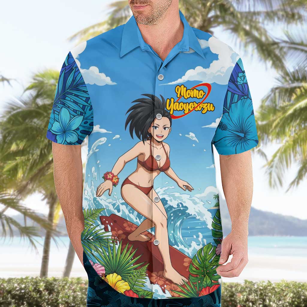Momo Yaoyorozu Summer Chill Hawaiian Shirt Tropical Anime Surf Adventure
