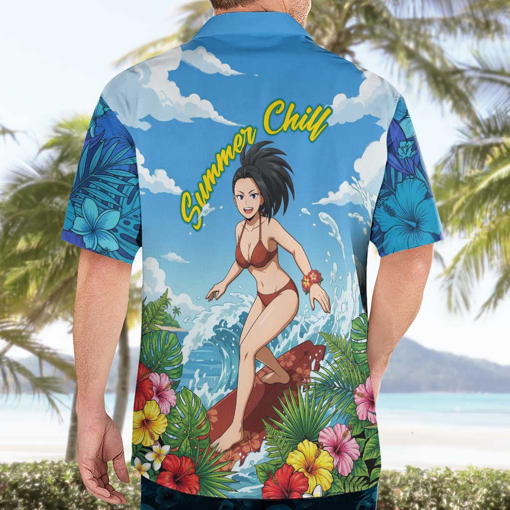 Momo Yaoyorozu Summer Chill Hawaiian Shirt Tropical Anime Surf Adventure