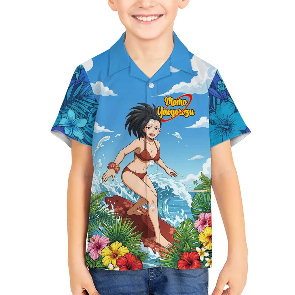 Momo Yaoyorozu Summer Chill Kid Hawaiian Shirt Tropical Anime Surf Adventure