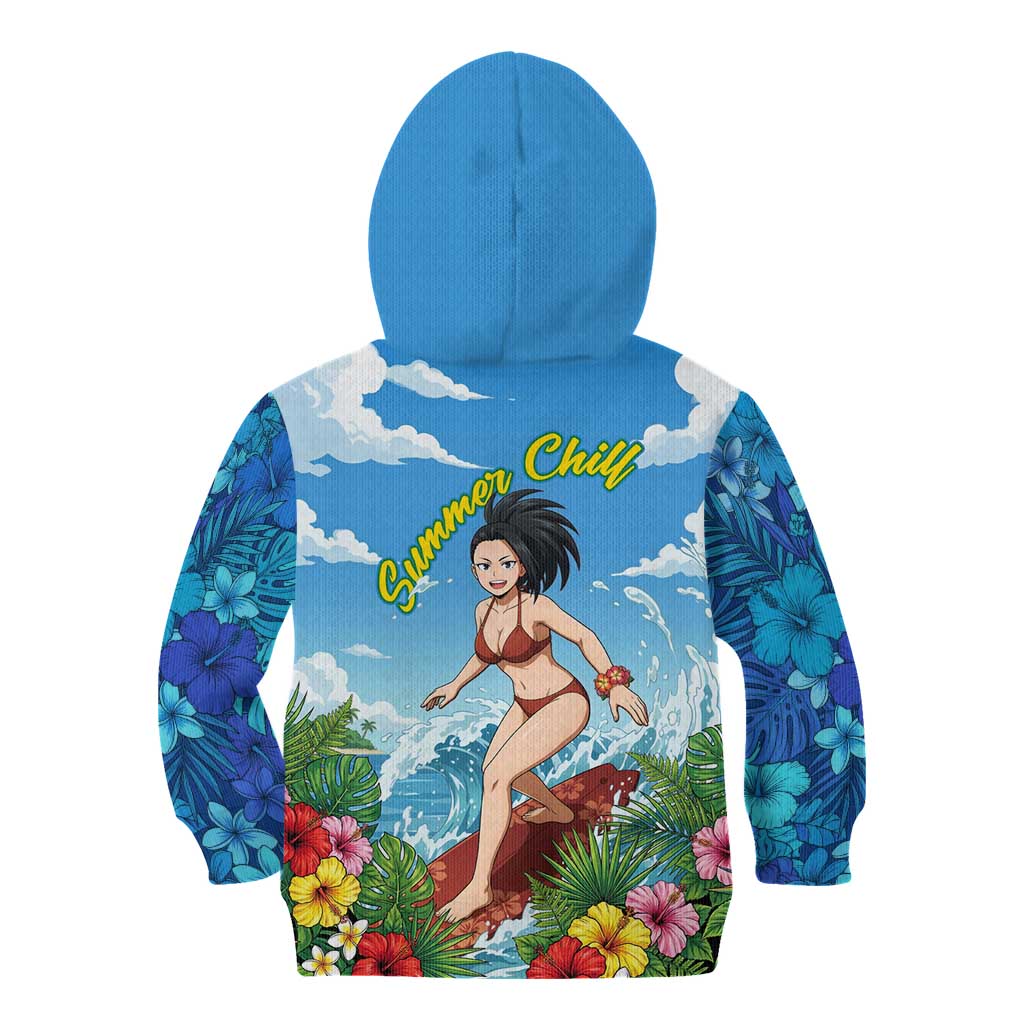 Momo Yaoyorozu Summer Chill Kid Hoodie Tropical Anime Surf Adventure