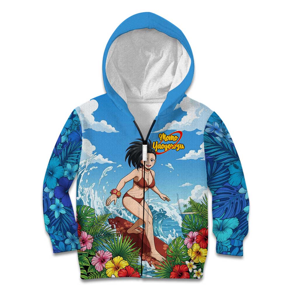 Momo Yaoyorozu Summer Chill Kid Hoodie Tropical Anime Surf Adventure