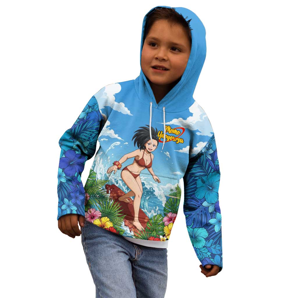 Momo Yaoyorozu Summer Chill Kid Hoodie Tropical Anime Surf Adventure