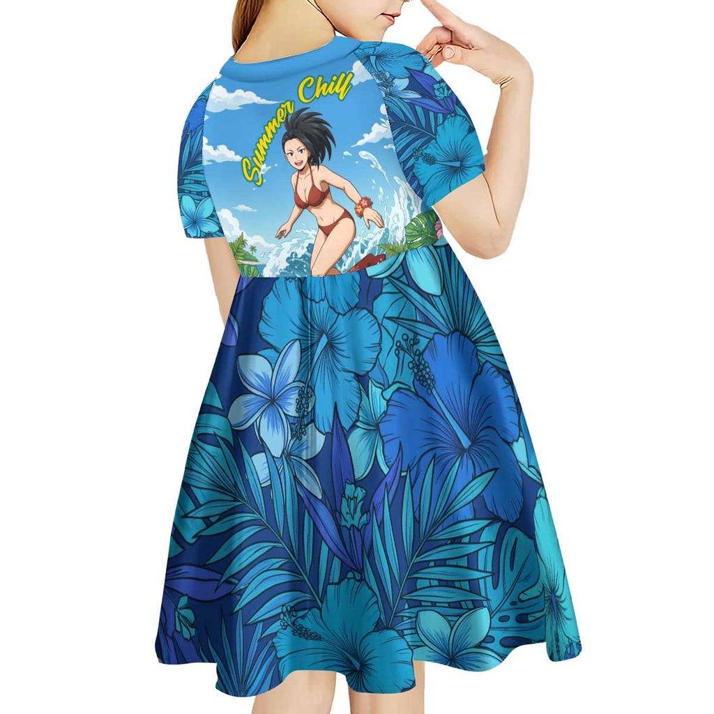 Momo Yaoyorozu Summer Chill Kid Short Sleeve Dress Tropical Anime Surf Adventure