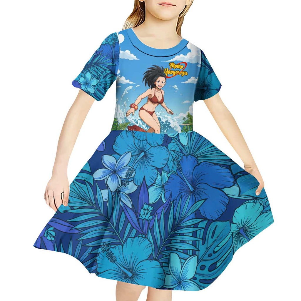 Momo Yaoyorozu Summer Chill Kid Short Sleeve Dress Tropical Anime Surf Adventure
