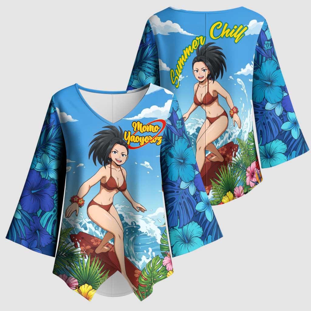 Momo Yaoyorozu Summer Chill Kimono Sleeve Blouse Tropical Anime Surf Adventure