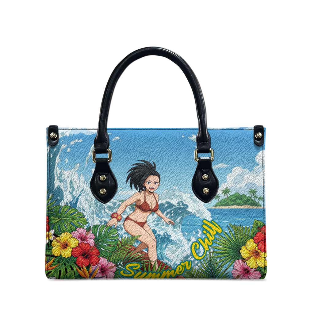 Momo Yaoyorozu Summer Chill Leather Bag Tropical Anime Surf Adventure