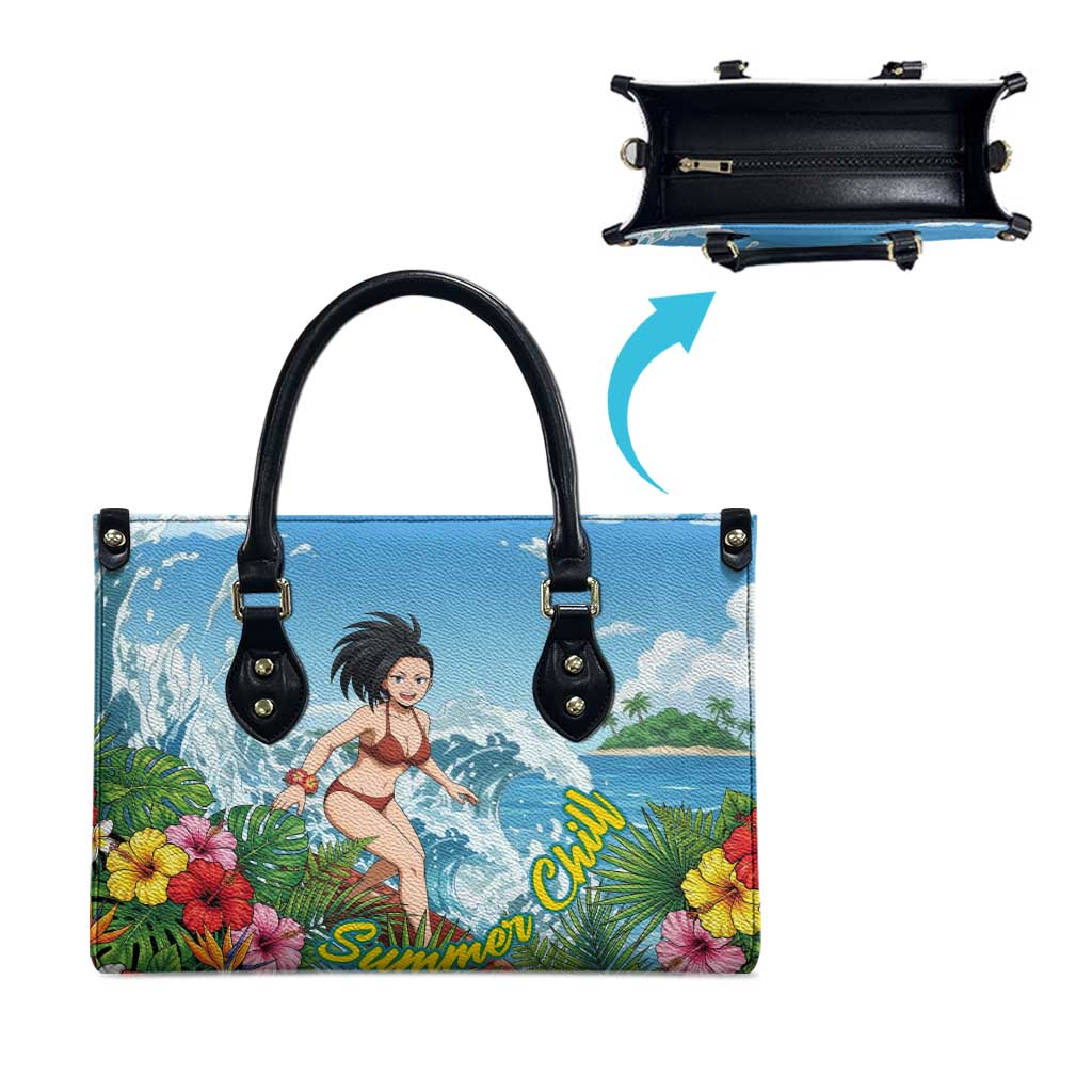 Momo Yaoyorozu Summer Chill Leather Bag Tropical Anime Surf Adventure