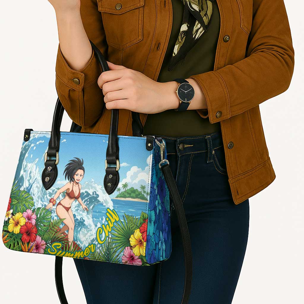 Momo Yaoyorozu Summer Chill Leather Bag Tropical Anime Surf Adventure