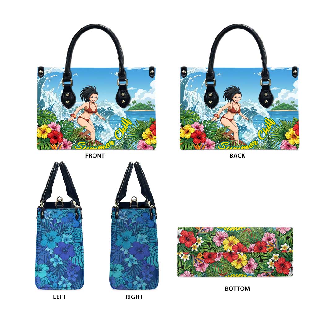 Momo Yaoyorozu Summer Chill Leather Bag Tropical Anime Surf Adventure