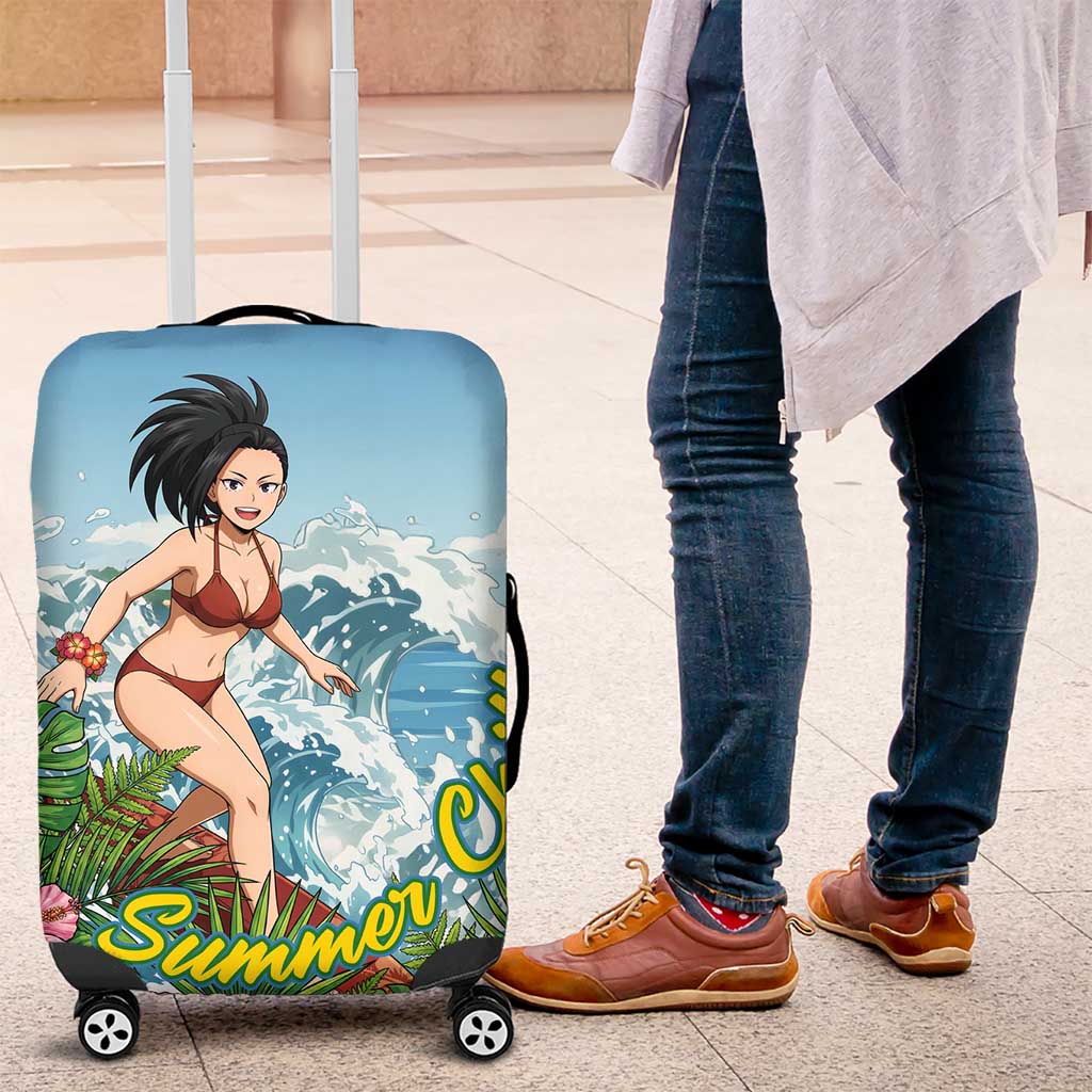 Momo Yaoyorozu Summer Chill Luggage Cover Tropical Anime Surf Adventure