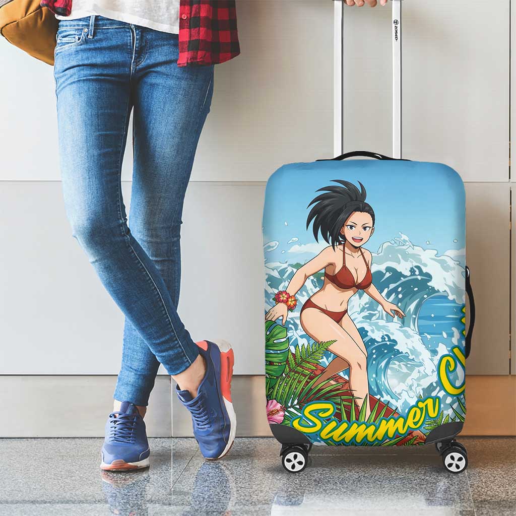 Momo Yaoyorozu Summer Chill Luggage Cover Tropical Anime Surf Adventure