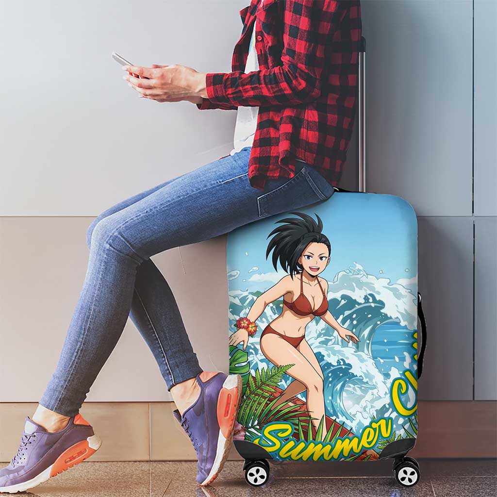 Momo Yaoyorozu Summer Chill Luggage Cover Tropical Anime Surf Adventure
