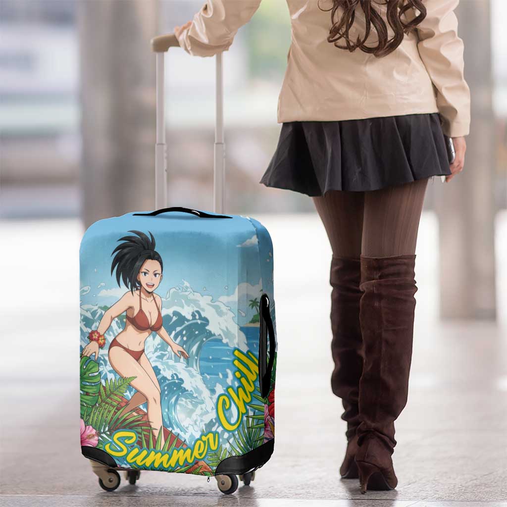 Momo Yaoyorozu Summer Chill Luggage Cover Tropical Anime Surf Adventure